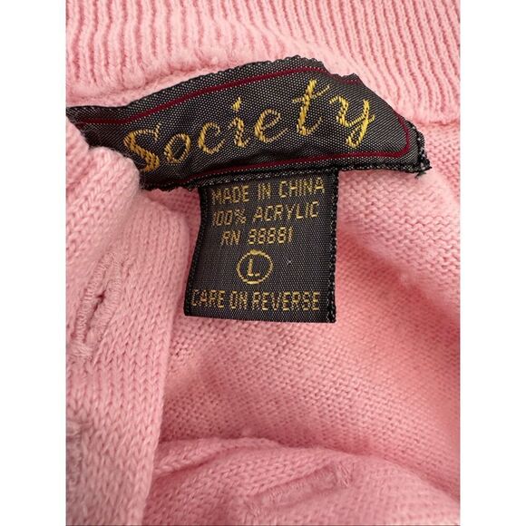 Society baby pastel pink M women’s vintage sweater so soft pullover collared pre - Picture 3 of 4